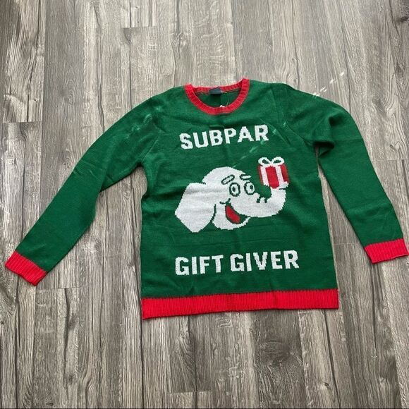 Subpar Gift Giver Elephant Christmas Long Sleeve Knit Ugly Sweater - Picture 4 of 8